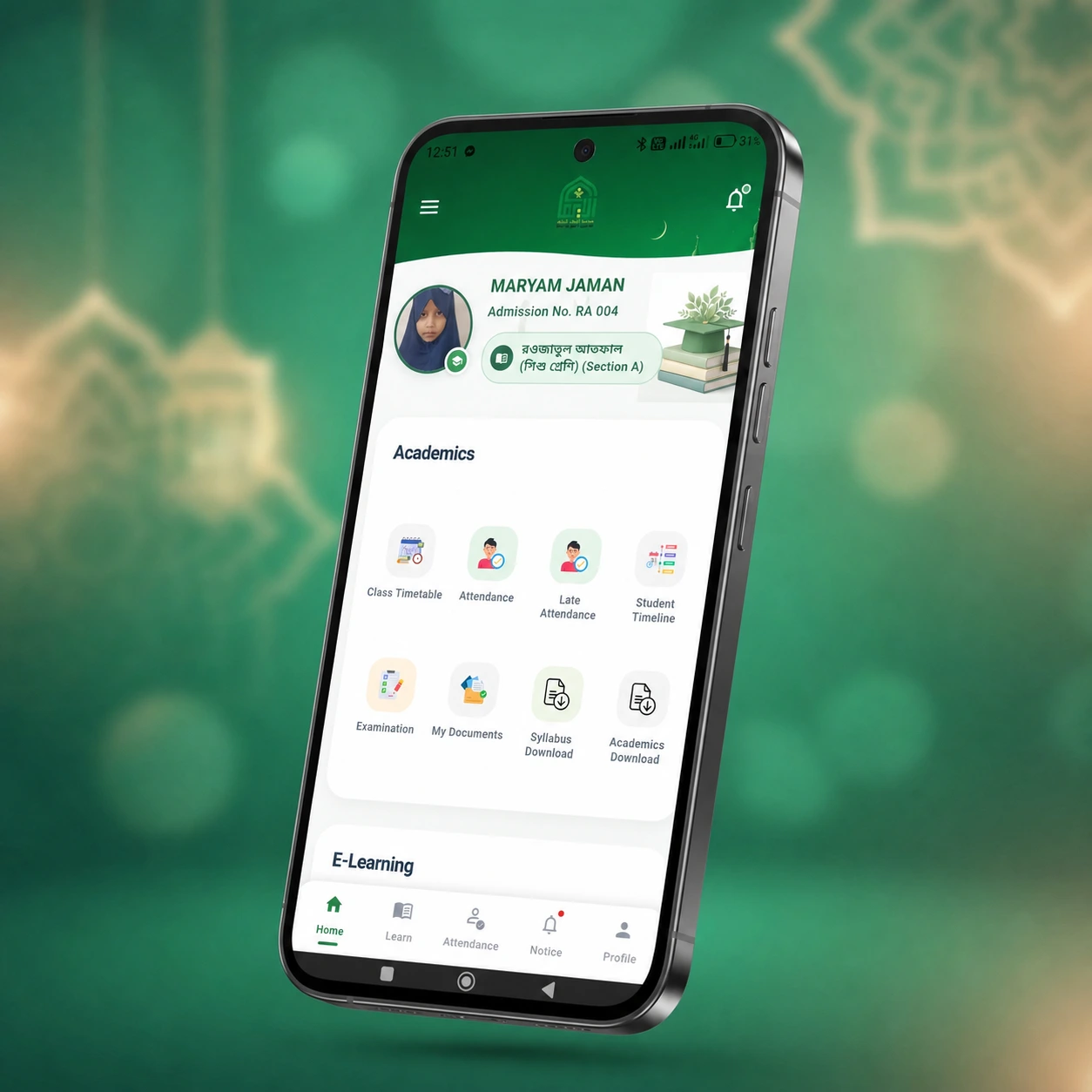 Smart School dashboard mobile app